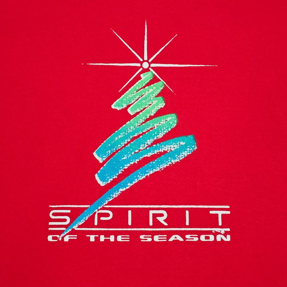 Vintage Christmas Shirt Shirt Womens XL Red 90s Christmas Tree Single Stitch - Picture 4 of 11
